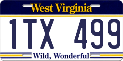 WV license plate 1TX499