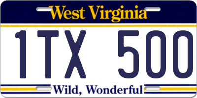 WV license plate 1TX500