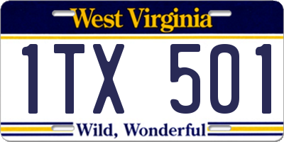 WV license plate 1TX501