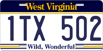 WV license plate 1TX502