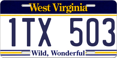 WV license plate 1TX503
