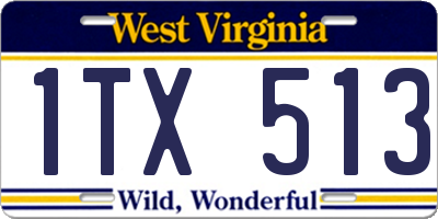 WV license plate 1TX513