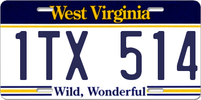 WV license plate 1TX514