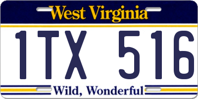 WV license plate 1TX516