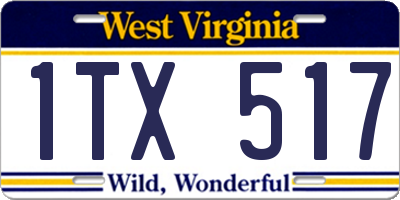 WV license plate 1TX517