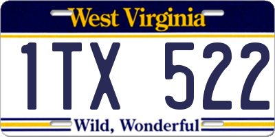 WV license plate 1TX522