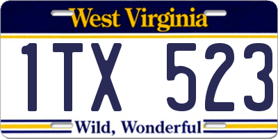WV license plate 1TX523