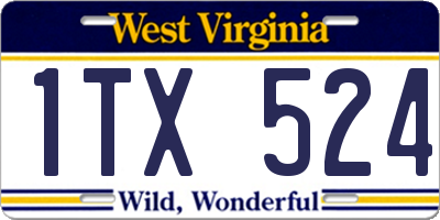 WV license plate 1TX524