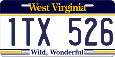 WV license plate 1TX526