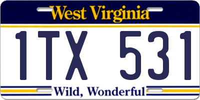 WV license plate 1TX531
