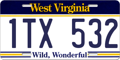 WV license plate 1TX532