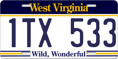 WV license plate 1TX533