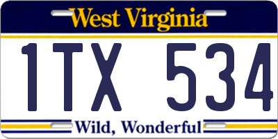 WV license plate 1TX534