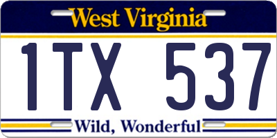WV license plate 1TX537