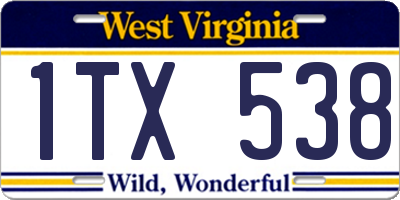 WV license plate 1TX538