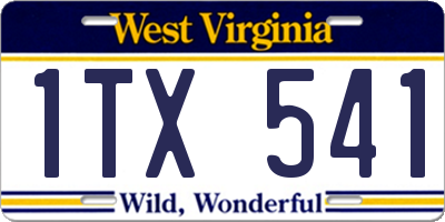 WV license plate 1TX541