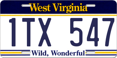 WV license plate 1TX547