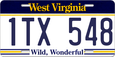 WV license plate 1TX548