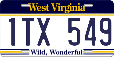 WV license plate 1TX549