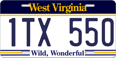 WV license plate 1TX550