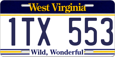 WV license plate 1TX553