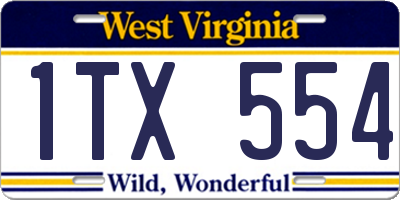 WV license plate 1TX554