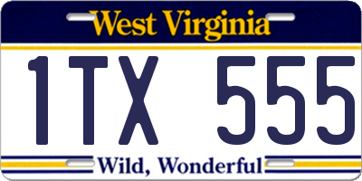 WV license plate 1TX555