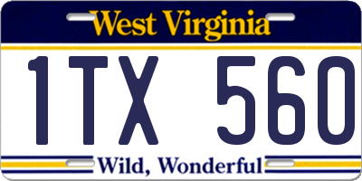 WV license plate 1TX560