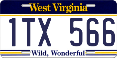 WV license plate 1TX566