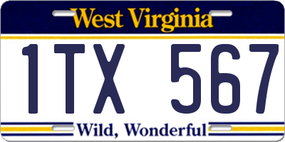 WV license plate 1TX567