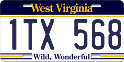 WV license plate 1TX568