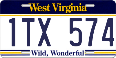 WV license plate 1TX574