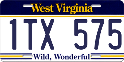 WV license plate 1TX575