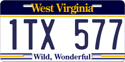 WV license plate 1TX577