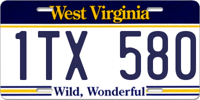 WV license plate 1TX580