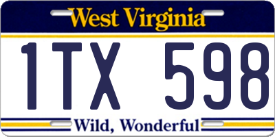 WV license plate 1TX598