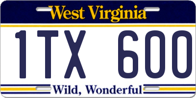 WV license plate 1TX600