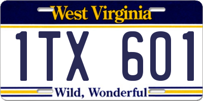 WV license plate 1TX601