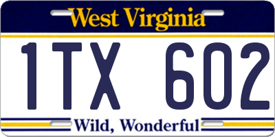 WV license plate 1TX602