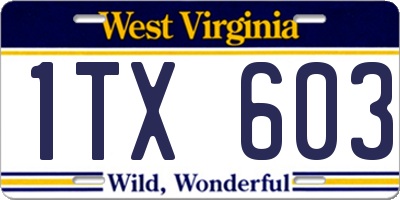 WV license plate 1TX603