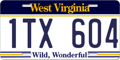 WV license plate 1TX604