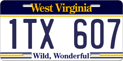 WV license plate 1TX607