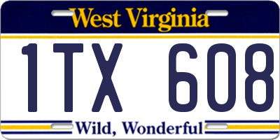 WV license plate 1TX608