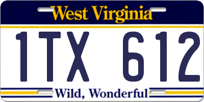 WV license plate 1TX612