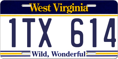 WV license plate 1TX614