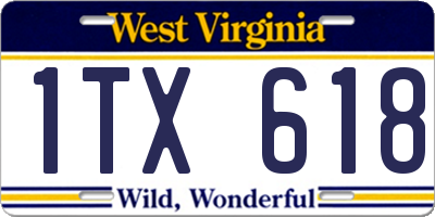 WV license plate 1TX618