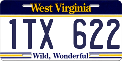 WV license plate 1TX622