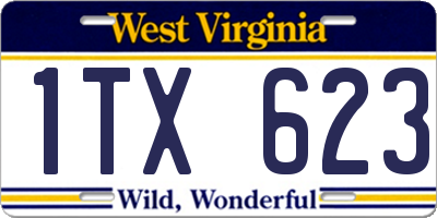 WV license plate 1TX623