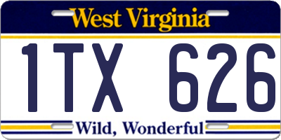 WV license plate 1TX626