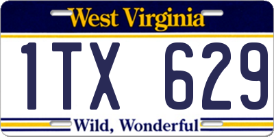 WV license plate 1TX629